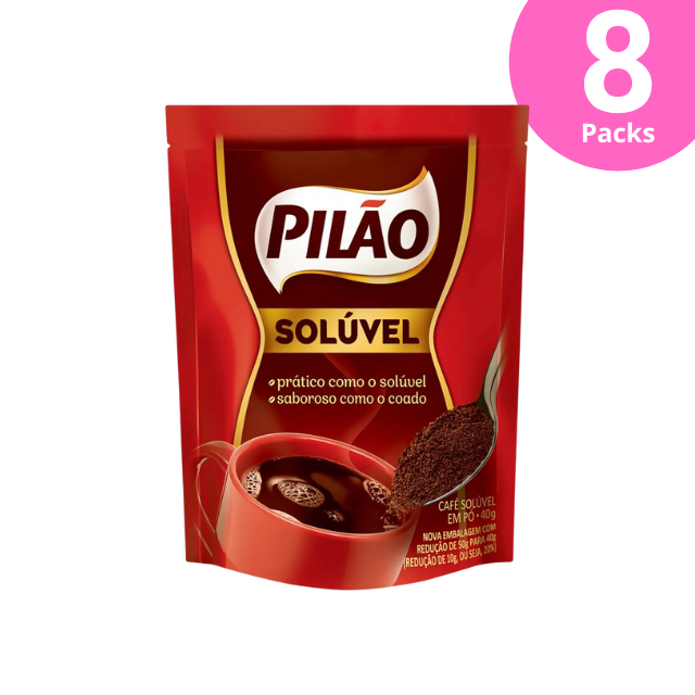 8 Packs Pilão Soluble Instant Coffee - 8 x 40g (1.41 oz)