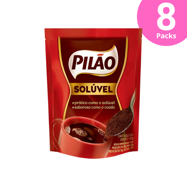 8-Pack Pilão Soluble Instant Coffee - 8 x 40g (1.41 oz)