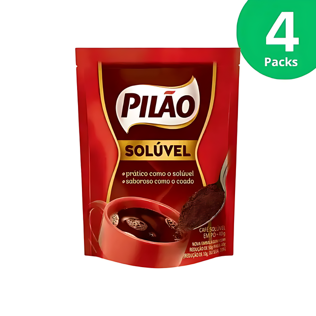 4 Packs Pilão Soluble Instant Coffee - 4 x 40g (1.41 oz)