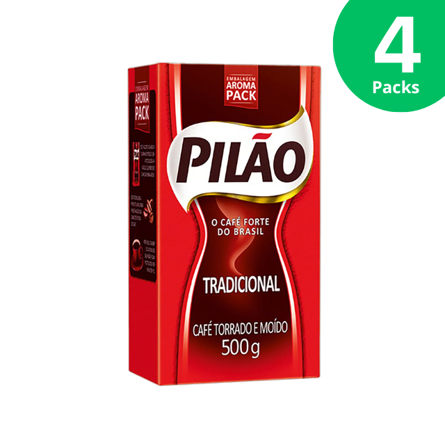 4 Packs Pilão Traditional Ground Coffee - 4 x 500g (17.6 oz)