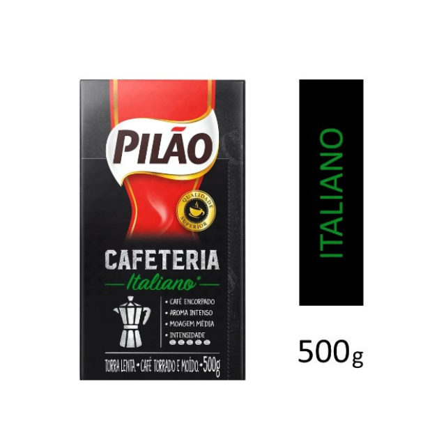 4 balení Pilão Cafeteria Italiano Mletá káva – 4 x 500 g (17,6 oz)