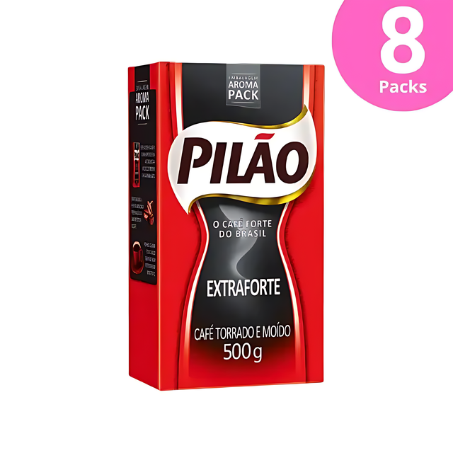 Pack de 8 Pilão Extra Forte/Strong Coffee – Moulu et Torréfié - 8 x 500g (17.6 oz) Sous Vide