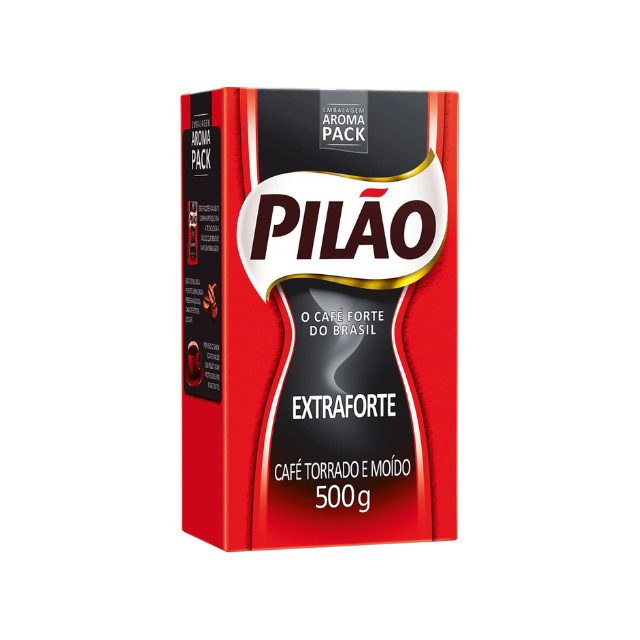 8 balení Pilão Extra silná/silná káva – mletá a pražená – 8 x 500 g (17,6 oz) vakuové balení