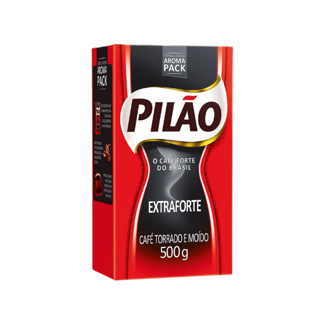 8 Pacotes de Café Pilão Extra Forte/Forte – Moído e Torrado - 8 x 500g (17,6 oz) Embalagem a Vácuo