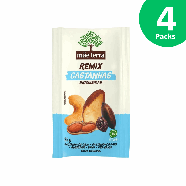 4-Pack Pocket Mix Nuts 4 x 25g (0.88 oz) Mãe Terra - Vegan