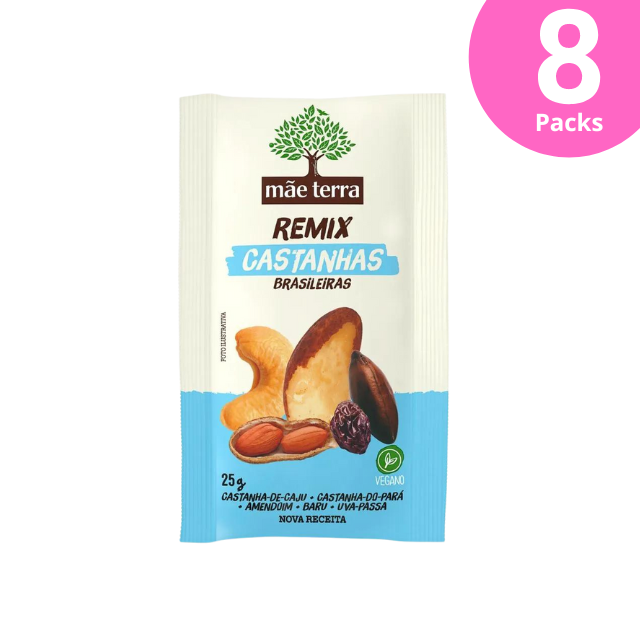 8 Packs Pocket Mix Nuts 8 x 25g (0.88 oz) Mãe Terra - Vegan