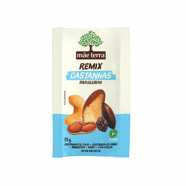 4-Pack Pocket Mix Nuts 4 x 25g (0.88 oz) Mãe Terra - Vegan