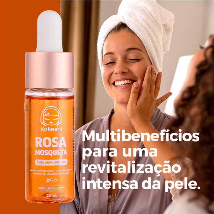 Kokeshi 100% Pure Rosehip Oil 20ml benefits graphic – Buy now at MKPBR.COM – Worldwide Shipping