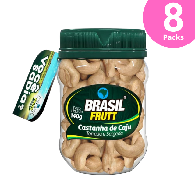 8 Pacotes de Castanha de Caju Torrada e Salgada - 8 x 140g (4.94 oz) - Brasil Frutt