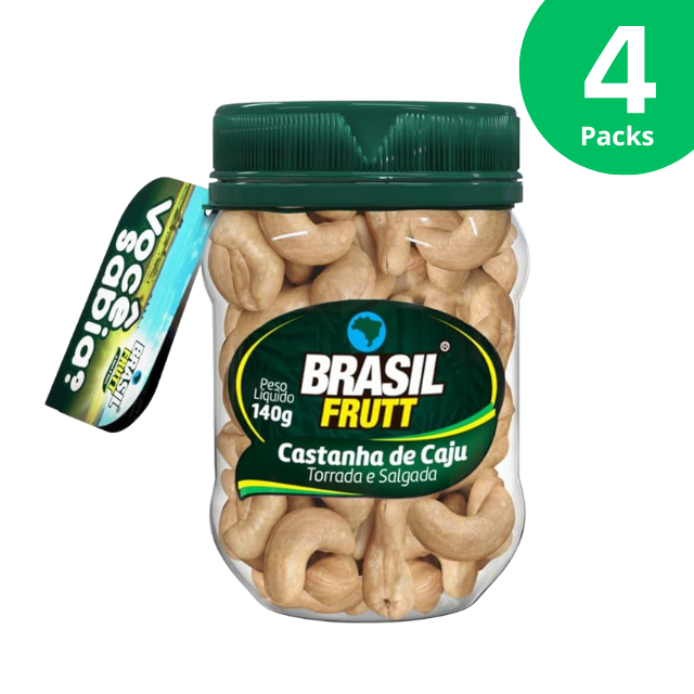 ロースト＆塩味カシュー ナッツ 4 パック - 4 x 140g (4.94 オンス) - Brasil Frutt