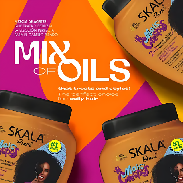 SKALA #MaisCrespos Super Curly Hair Treatment Cream – 35.27 oz (1000g) with Argan, Coconut, and Pataua oils – Buy now at MKPBR.COM – Worldwide Shipping