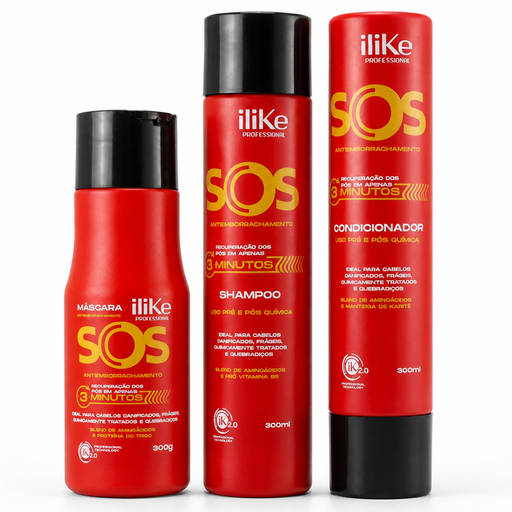 iLike Professional SOS Antiemborrachamento Reconstructing Kit – 3 Items – official product image 1 – Buy now at MKPBR.COM – Worldwide Shipping