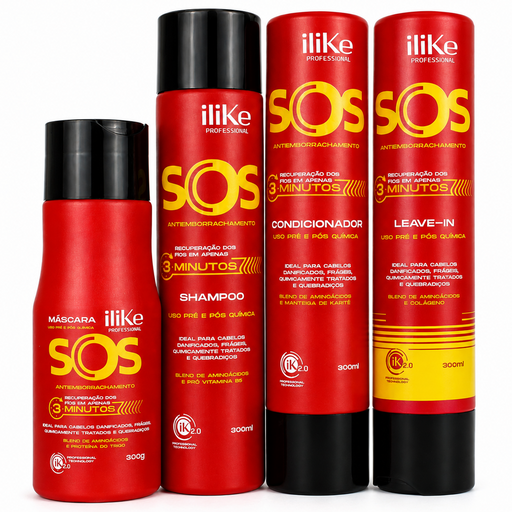 iLike Professional SOS Antiemborrachamento Reconstructing Kit – 4 Items – official product image 1 – Buy now at MKPBR.COM – Worldwide Shipping