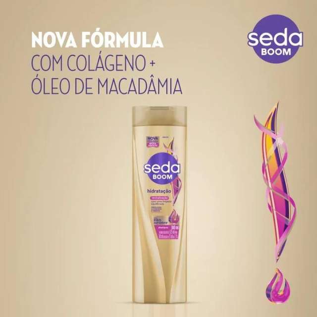 Seda Boom Hydration Shampoo - Low Sulfate Formula with Collagen & Macadamia Oil - 300ml / 10.14oz