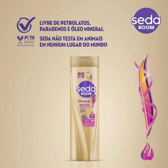 Seda Boom Hydration Shampoo - Low Sulfate Formula with Collagen & Macadamia Oil - 300ml / 10.14oz