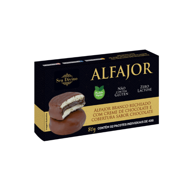 Seu Divino White Alfajor - Vegan - Chocolate Cream Filling - 80g (2.8 oz)