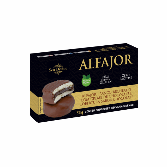 4 Packs Seu Divino White Alfajor - Vegan - Chocolate Cream Filling - 4 x 80g (2.8 oz)