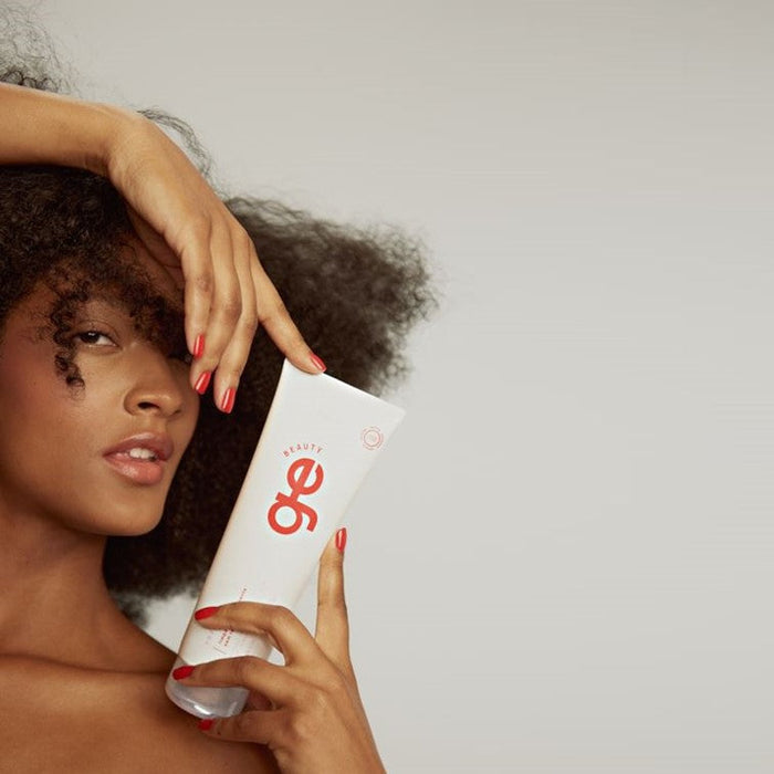GE Beauty hair care lifestyle, woman holding the product – Buy now at MKPBR.COM – Worldwide Shipping