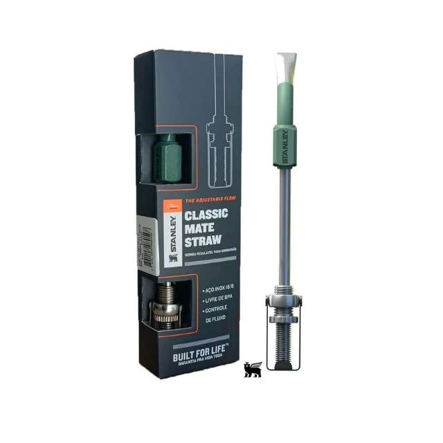 Cannuccia regolabile Bombilla in acciaio inossidabile Stanley per mate, chimarrão e tereré - Finitura Hammertone Green e cromata - 54 g (1.9 oz) - Originale