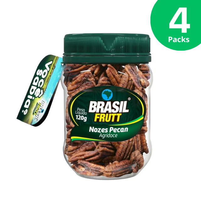 4 opakowania słodkich i pikantnych orzechów pekan – 4 x 120 g (4,23 uncji) – koszerne – Brasil Frutt