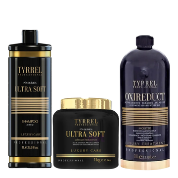Tyrrel Professional Ultra Soft Post‑Chemical Repair + Oxireduct Progressive Alignment Kit – 3‑Step Fiber Recovery System (Shampoo 1L + Mask 1kg + Oxireduct 1L)