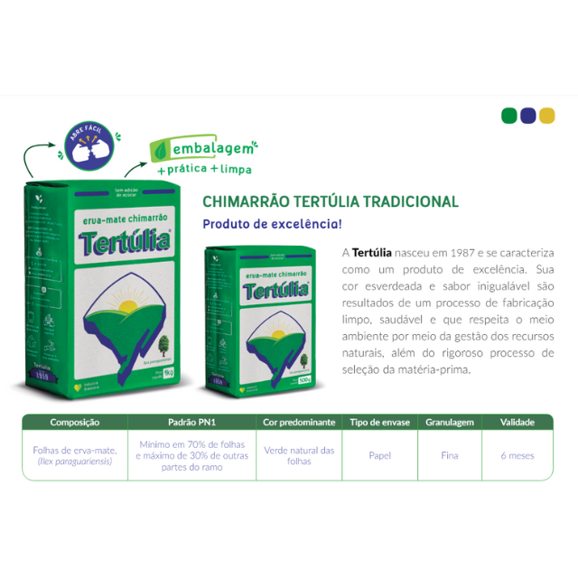 8 Packs Tertúlia Chimarrão Yerba Mate Traditional - 8 x 1kg (35.27 oz)