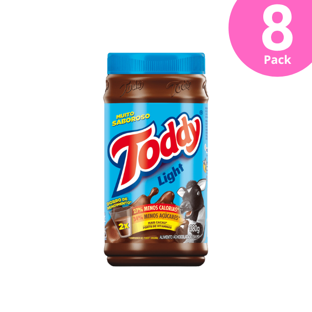 8 balení Toddy Light Chocolate Powder – 8 x 380 g (13,4 oz)