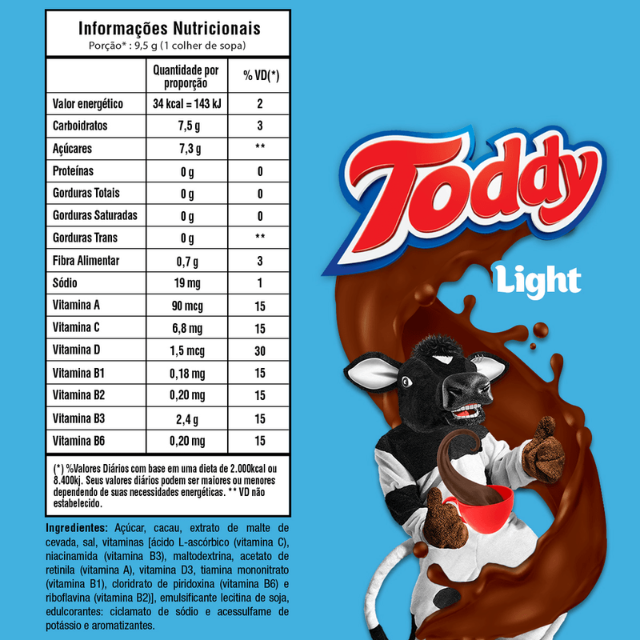 8 Packs Toddy Light Chocolate Powder - 8 x 380g (13.4 oz)