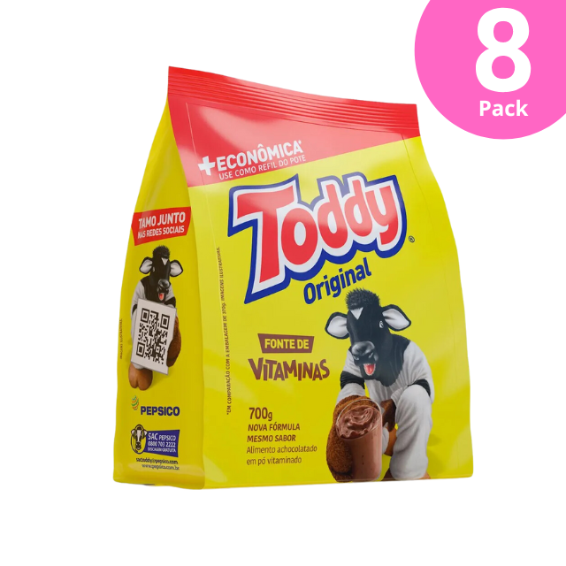 8 pacotes de bebida de chocolate em pó Toddy Original - Pacote Econômico - 8 x 700g (24,7 oz)