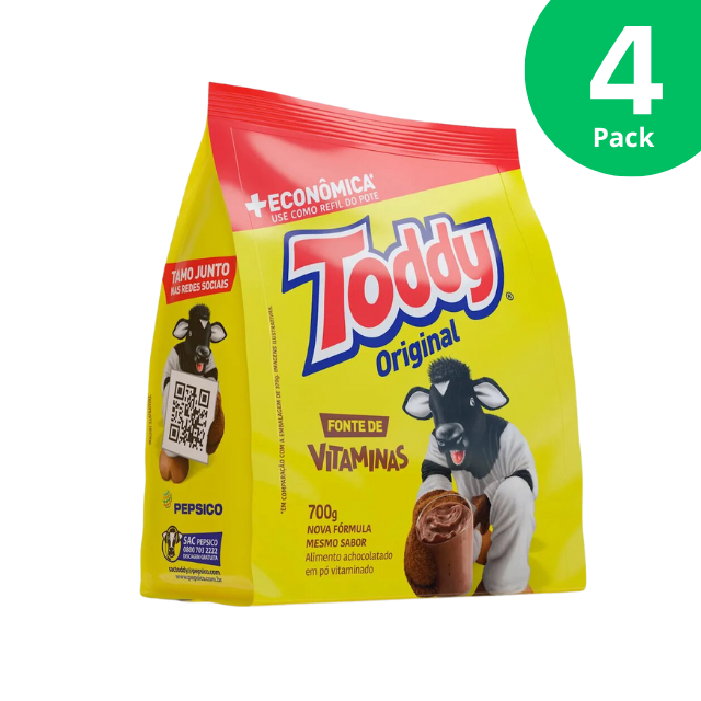 4 paquets de poudre de boisson au chocolat originale Toddy - Emballage économique - 4 x 700 g (24,7 oz)