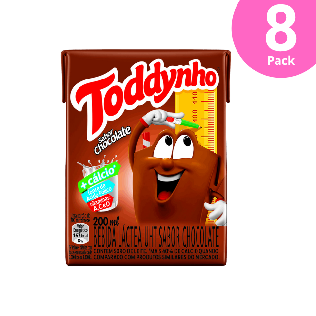 8 paquets de boisson au lait au chocolat Toddynho - Boîte de 8 x 200 ml