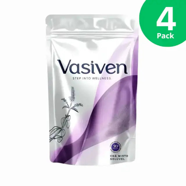 Vasiven 4-pack bundle, Brazilian herbal tea designed for circulation, reducing leg swelling, and spider veins, ideal for 4 months use. Buy now on MKPBR.COM - Worldwide shipping