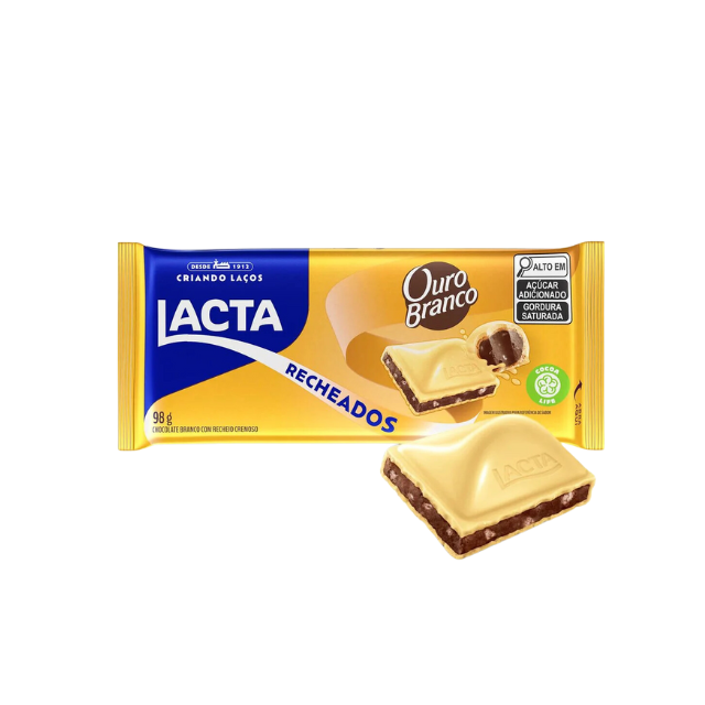 Barre fourrée au chocolat blanc Ouro Branco Lacta 98 ​​g (3,45 oz)