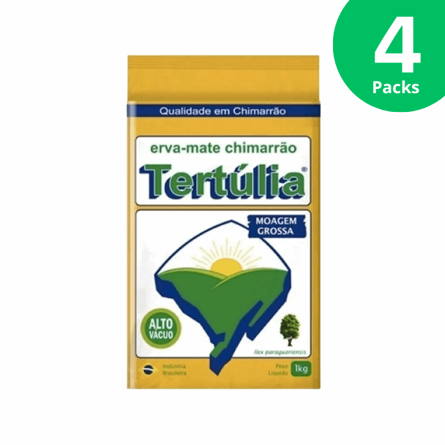 4 Packs Yerba Mate Chimarrão Tertúlia Coarse Grind - High Vacuum Packaging - 4 x 1 Kg (35.27 oz)