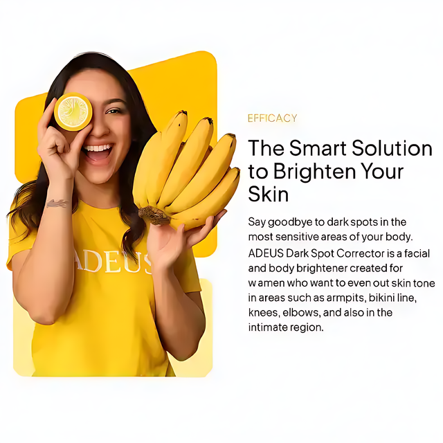 Adeus Dark Spot Correcting Cream unique 10x more potent brightening formula with real banana extract - Buy now at MKPBR.COM - Worldwide Shipping