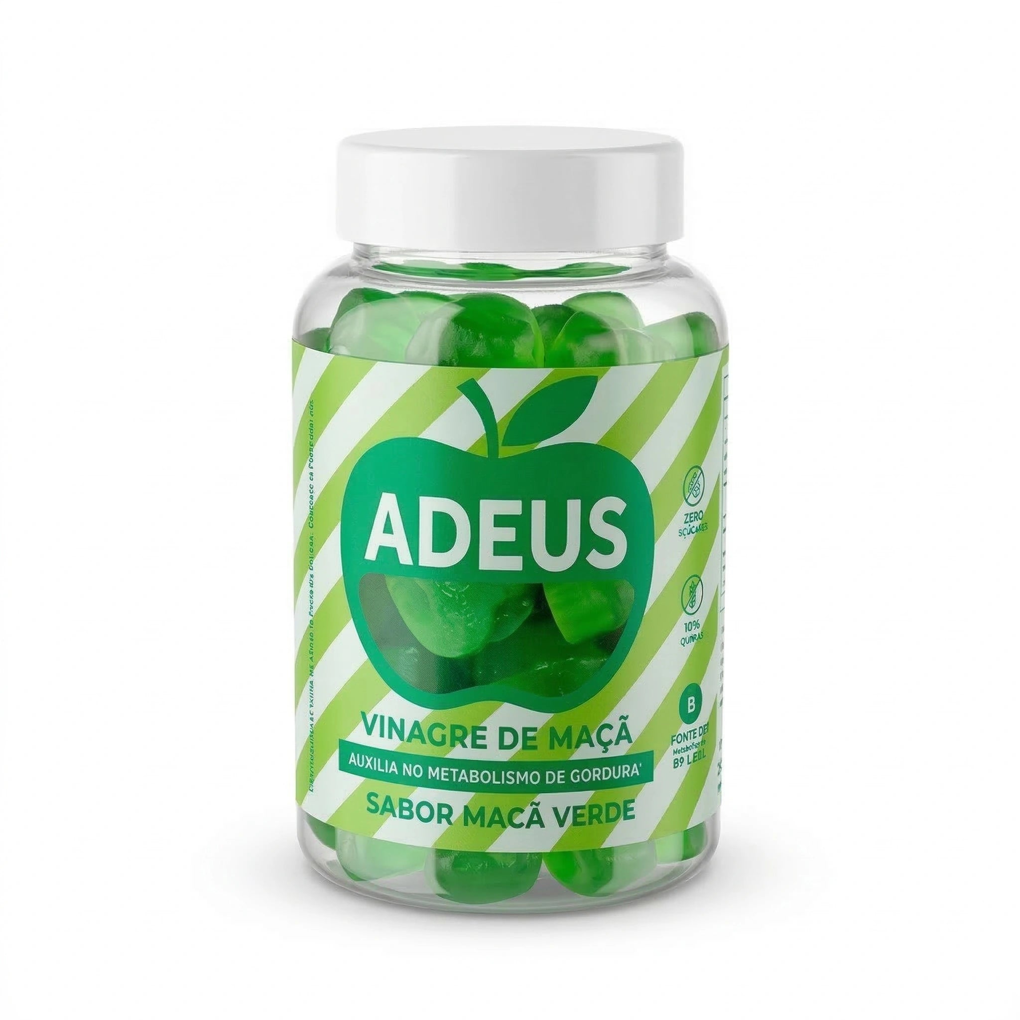 Adeus Apple Cider Vinegar Gummies – Green Apple Flavor for Metabolic Support and Natural Satiety – 5.29 oz (150 g)  – Buy now at MKPBR.COM – Worldwide Shipping
