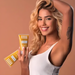 Adeus Banana Skin Brightening Exfoliator – Gentle Body & Face Renewal Scrub, 5.82 oz (165g) - Smiling woman with blonde hair holding two tubes, showcasing product and radiant skin – Buy now at MKPBR.COM – Worldwide Shipping