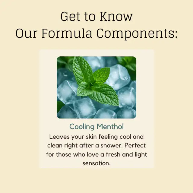 Adeus Banana Skin Brightening Exfoliator – Gentle Body & Face Renewal Scrub, 5.82 oz (165g) - Graphic detailing Cooling Menthol benefits: cool, clean feeling and fresh, light sensation after use – Buy now at MKPBR.COM – Worldwide Shipping