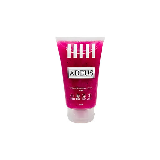 Adeus Pitaya Skin Renewal Exfoliator – Smoothing Body & Face Scrub, 5.82 oz (165g) - Front view of single transparent tube, revealing pink scrub, against a clean background – Buy now at MKPBR.COM – Worldwide Shipping