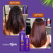 Agilise Cosméticos Unika Ojon Hair Straightening Cream 1L before and after hair alignment comparison – Buy now at MKPBR.COM – Worldwide Shipping