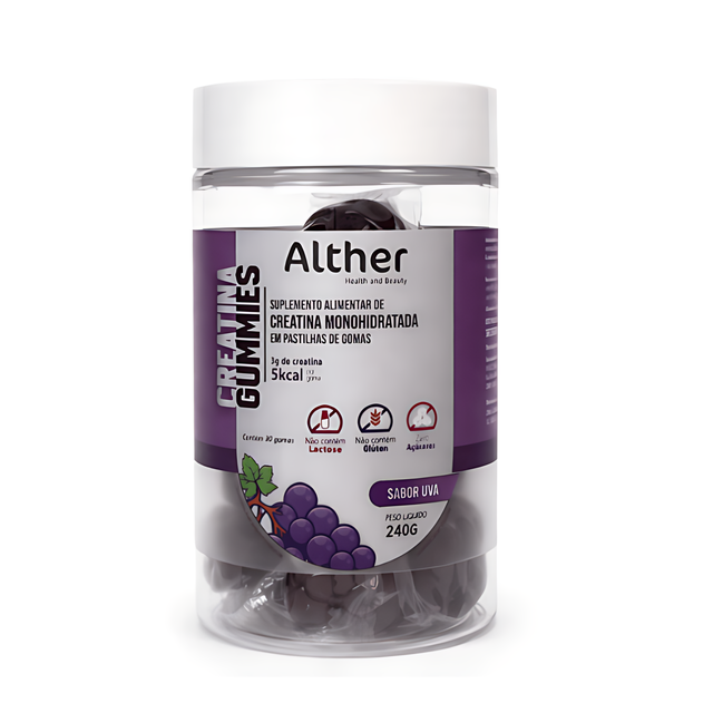 ALTHER Creatine Gummies 30-Count – 0.11 oz (3 g) Creatine per Gummy | Grape or Red Berries, grape flavor option selection – Buy now at MKPBR.COM – Worldwide Shipping