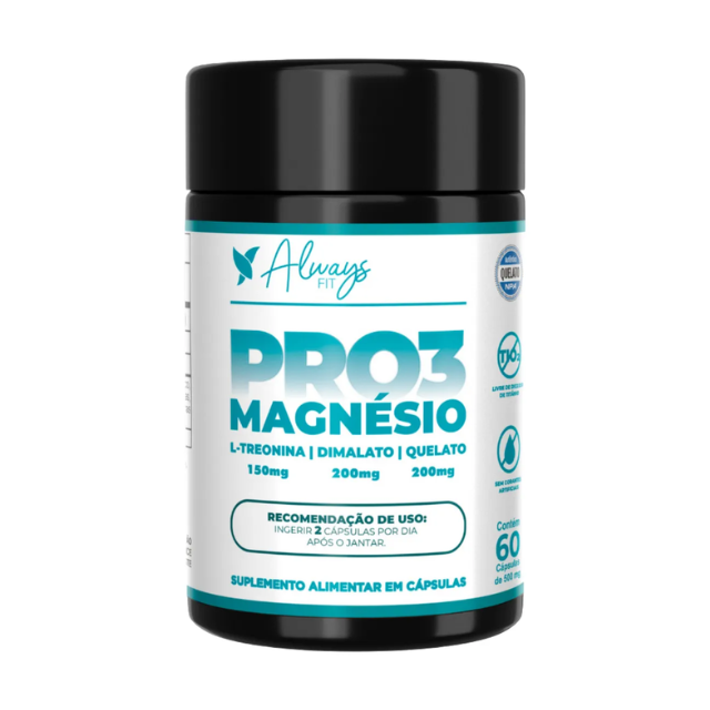 Always Fit Pro3Magnesium Triple‑Source Formula – 60 Capsules, front view – Buy now at MKPBR.COM – Worldwide Shipping