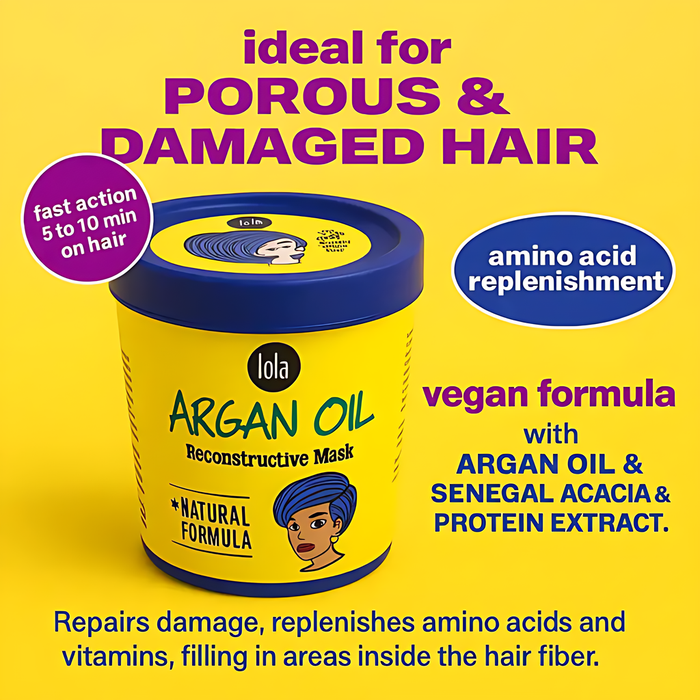 Vegan formula hair mask for porous and damaged hair with argan oil and protein, Lola – MKPBR.COM