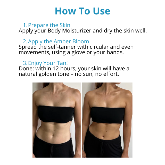 Amber Bloom Self Tanning Body Milk, Sunless Gradual Tanner + Deep Hydration – 4.06 fl oz (120 ml) quick dry-touch finish for reduced transfer – Buy now at MKPBR.COM – Worldwide Shipping