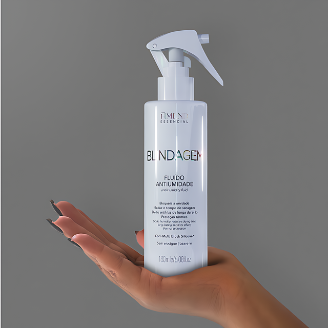 Amend Blindagem Essencial Anti-Humidity Shield Fluid for Long-Lasting Frizz Control + Heat Protection, 6.09 fl oz (180 ml) Brazilian haircare flatlay for premium routine – Buy now at MKPBR.COM – Worldwide Shipping