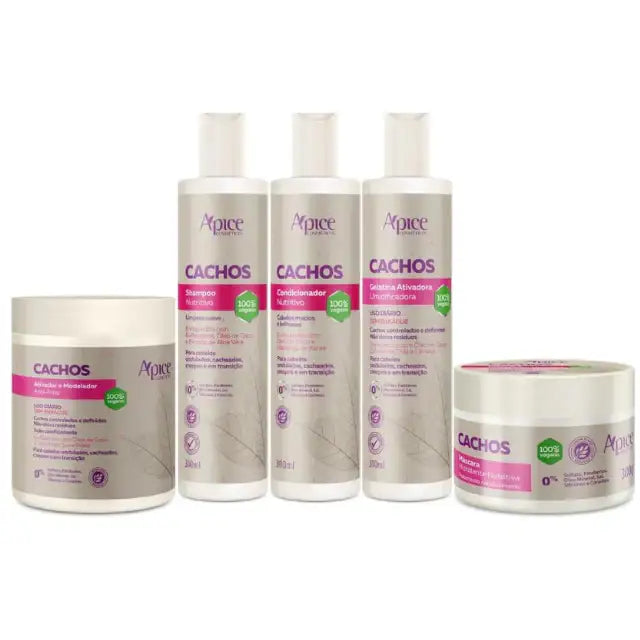 Alt text: Ápice Cachos Curl Kit 5 Items for Defined Hydrated Hair – Buy now at MKPBR.COM – Worldwide Shipping