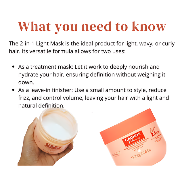 Arvensis 2x1 Light hair mask 300g for 2A-3A hair hydration and natural curl activation – Buy now at MKPBR.COM – Worldwide Shipping