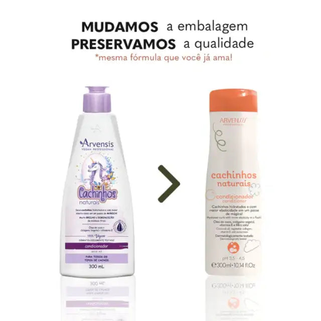 Arvensis Cachinhos Naturais Kids Moisture Kit - Deeply hydrates with coconut and avocado oils – Buy now at MKPBR.COM – Worldwide Shipping