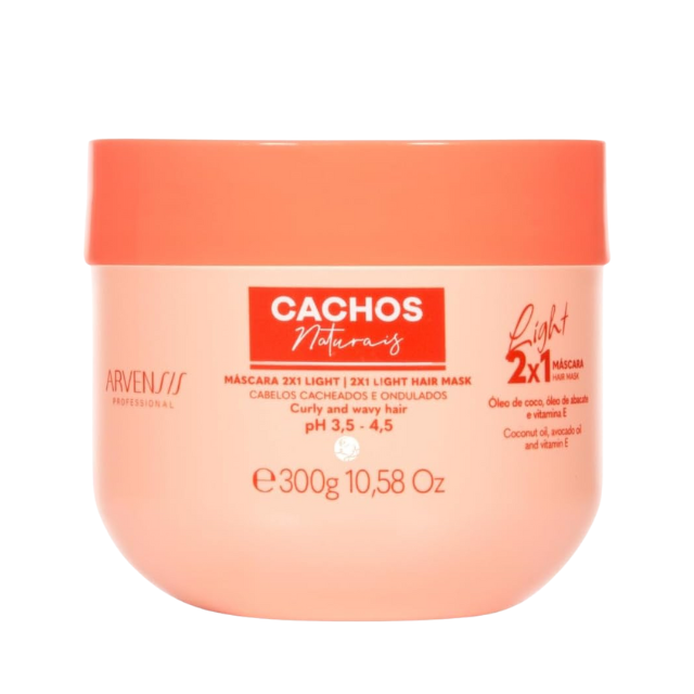 Arvensis Cachos Naturais 2-in-1 Light Hair Mask 300g for hydration and definition as mask or leave-in – Buy now at MKPBR.COM – Worldwide Shipping