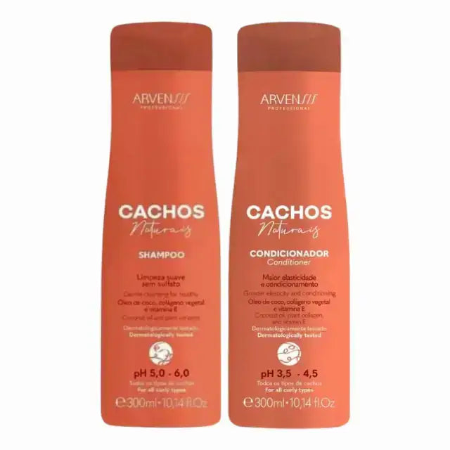 Arvensis Cachos Naturais Curl Shampoo & Conditioner Kit - Enhance natural curls, 10.14 fl oz each – Buy now at MKPBR.COM – Worldwide Shipping